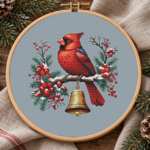 The Cardinal’s Christmas Bell – cyfrowy wzór haftu krzyżykowego